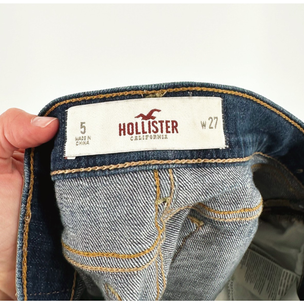 VTG Y2K Hollister Micro Mini Denim Booty Shorts Size 5/27 Rolled Hem Festival 90 - Picture 3 of 7